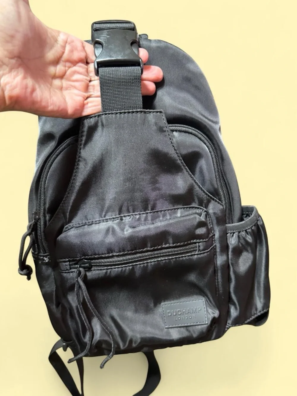 Duchamp Black Sling Belt Bag with Padded Strap